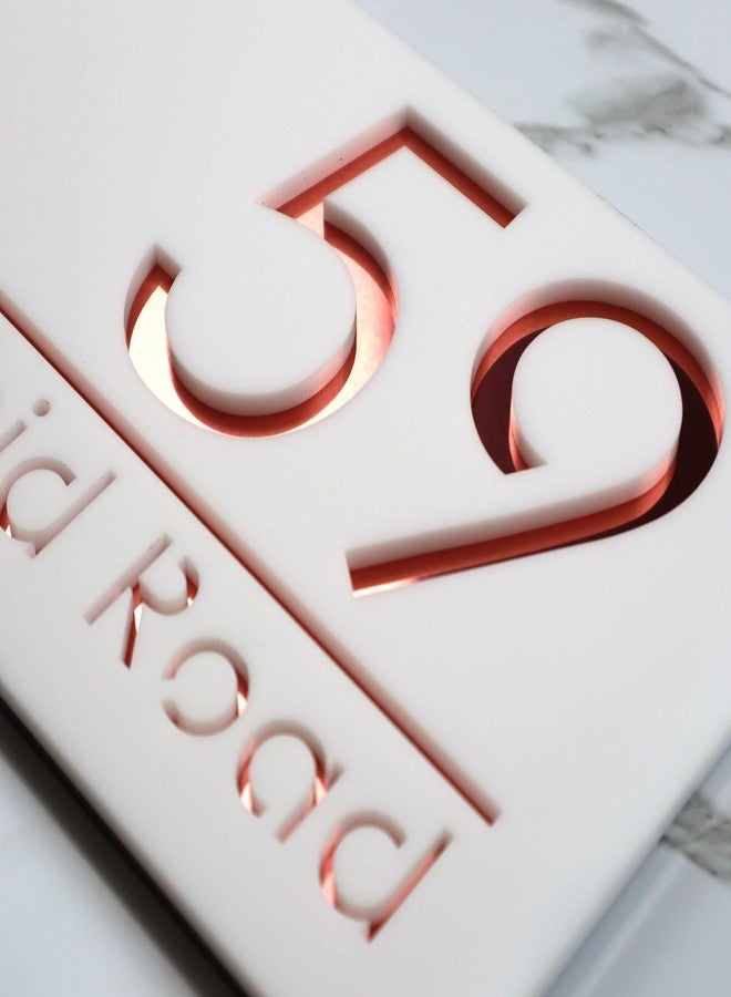 Sure Laser Cut | White and Golden Acrylic Name Plate | 15x30 cm | Luxurious Style | Home Entrance, Office Door, Apartment, Business Establishment - Image 1